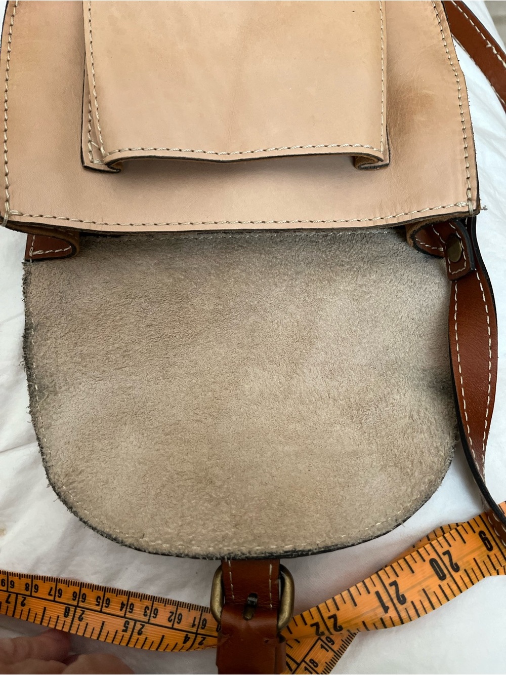 Patricia Nash Beige and Brown Leather Buckle Crossbody - Picture 7 of 9